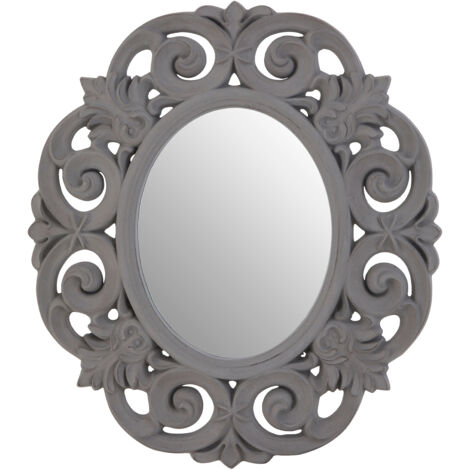 Premier Housewares Antique Grey Scroll Design Wall Mirror