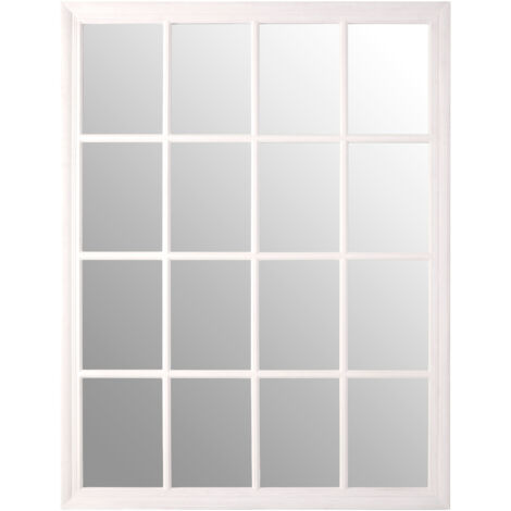Premier Housewares Antique White Flat Wood Wall Mirror