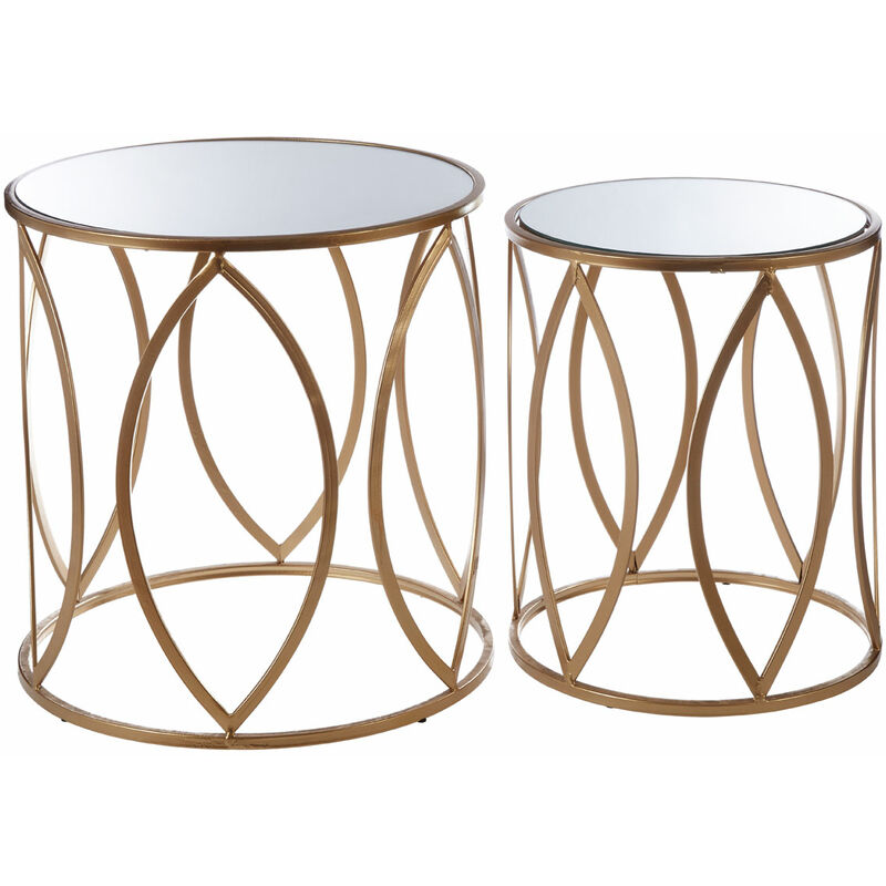 Arcana Gold Finish Side Tables - Set of 2 - Premier Housewares