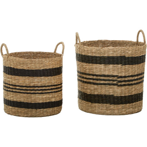 Premier Housewares Arles Black Stripes Seagrass Baskets
