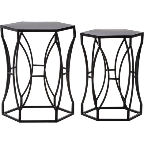 Premier Housewares Avantis Concave Black Tables