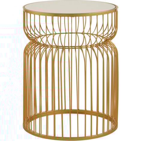 main image of "Premier Housewares Avantis Gold Metal Wireframe Round Side Table"