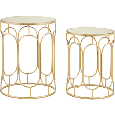 Premier Housewares Avantis Set of 2 Champagne Metal Side Tables