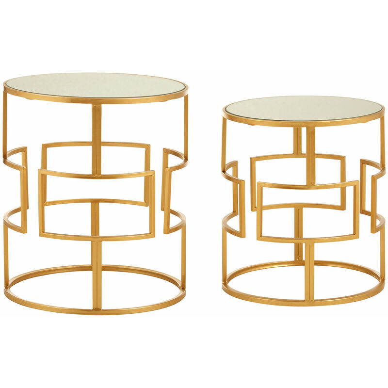 Premier Housewares Avantis Set of 2 Gold Metal/Round Side Tables