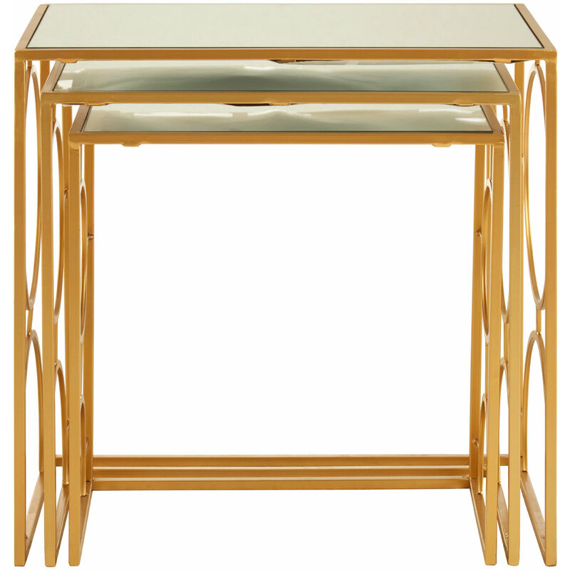 Avantis Set of 3 Gold Finish Nesting Side Tables - Premier Housewares