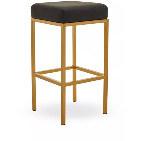 Premier Housewares Baina Black Pu And Gold Finish Bar Stool