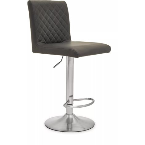 Premier Housewares Baina Dark Grey Chrome Bar Stool With Round Base