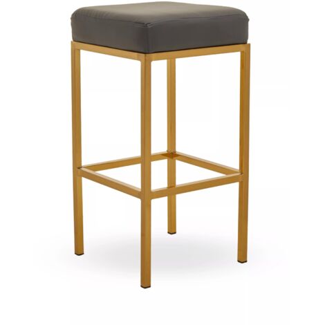Premier Housewares Baina Dark Grey Pu And Gold Finish Bar Stool