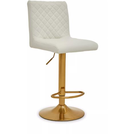 Premier Housewares Baina White And Gold Bar Stool With Round Base