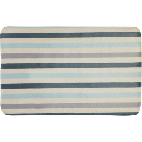 Premier Housewares Bath Mats Non Slip Colourful Bath Mat Stylish Stripe Design Rectangular Shaped Mats For Bathroom With Soaking Ability 80 x 50 x 1