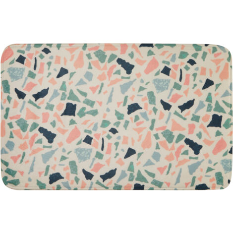Premier Housewares Bath Mats Non Slip Colourful Bath Mat Stylish Terrazzo Design Rectangular Shaped Mats For Bathroom With Soaking Ability 80 x 50 x 1