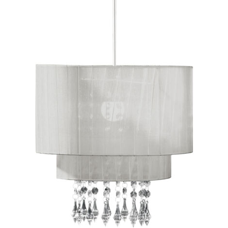 Premier Housewares Beaded Silver Voile Pendant Shade