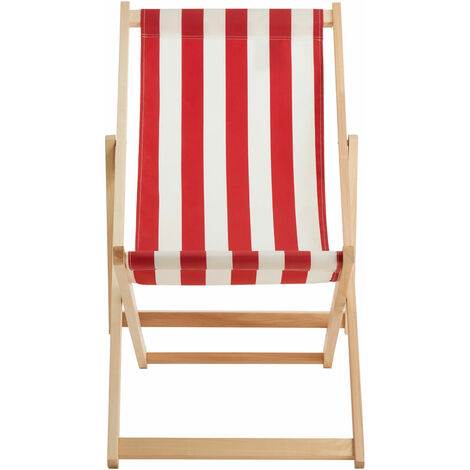 Premier Housewares Beauport Red/ White Deck Chair