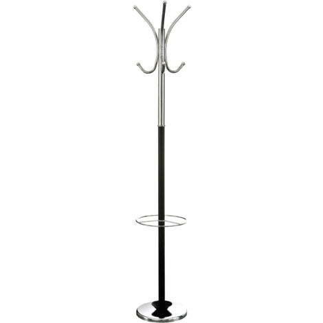 Premier Housewares Black and Chrome Floor Standing Coat Stand