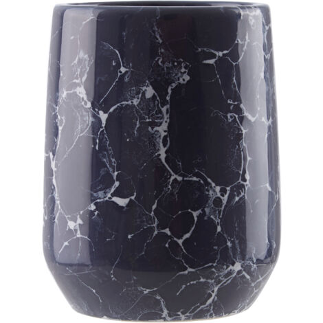 Premier Housewares Black And Grey MarbleTumbler / Drinking Glasses/  Marble Tumbler Handcrafted Tumblers w8 x d8 x h10cm