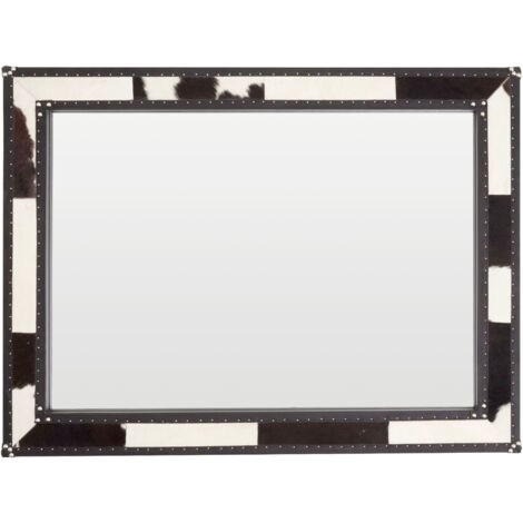 Premier Housewares Black And White Genuine Cowhide Wall Mirror