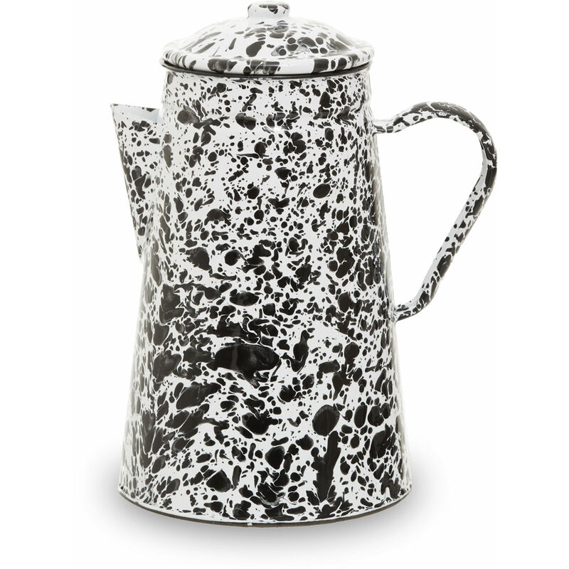 Black And White Patterned Kettle For Tea Classic Pour Over White and Black Coffee Kettle With Curved Handle 22 x 15 x 11 - Premier Housewares