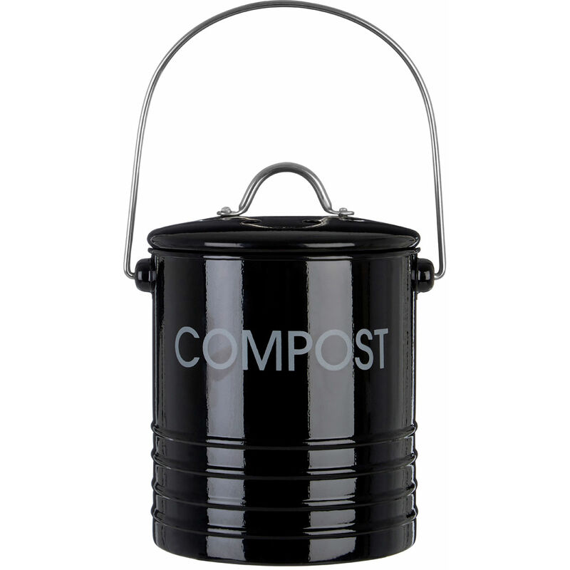Premier Housewares Black Compost Bin with Handle