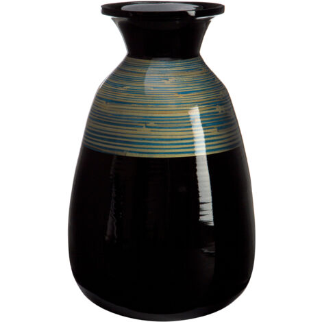 Premier Housewares Black Decorative Vase/ Accentuated With Blue and Gold Tones/ Made From Bamboo Wood / Luxurious Furniture Item 27 x 42 x 27