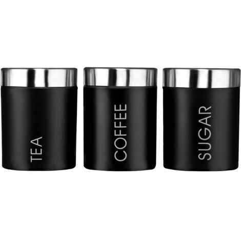 Premier Housewares Black Enamel Tea Coffee and Sugar Set