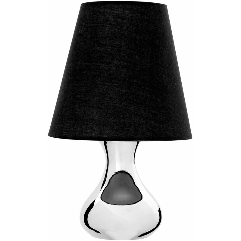 Black Fabric Shade Table Lamp/ Black Shade/ Chrome Abstract Shaped Base Stand/ Desk / Reading / Office Lamp With Modern Look 22 x 36 x 22 - Premier