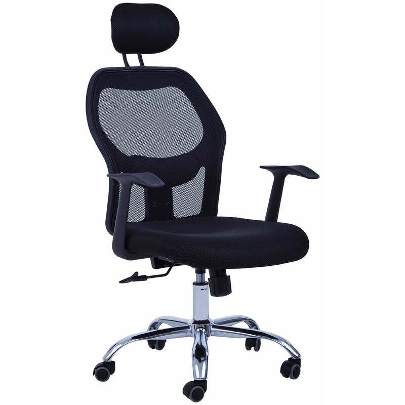 Black Home Office Chair with Black Arms and 5-wheeler Base - Premier Housewares