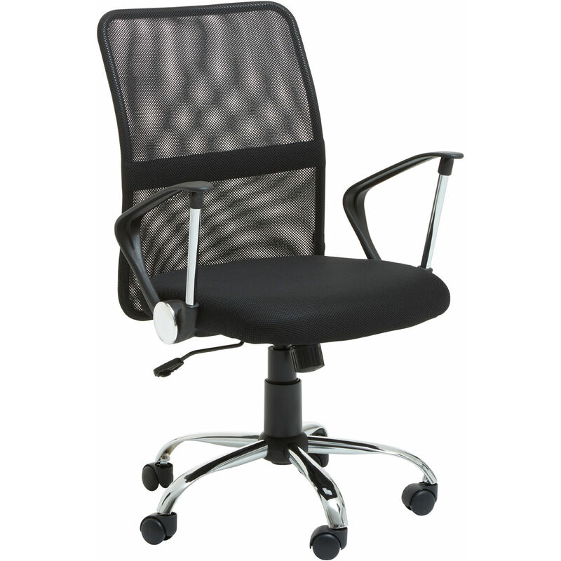 Premier Housewares Black Home Office Chair with Chrome Arms