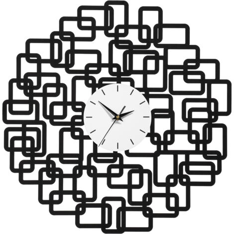 Premier Housewares Black Iron Squares Design Wall Clock