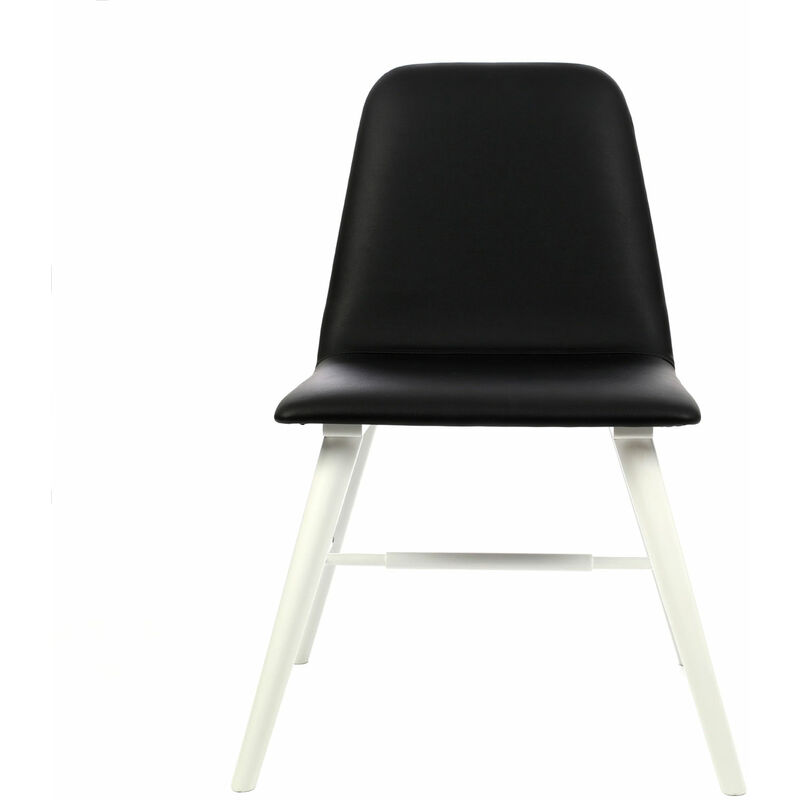 Premier Housewares - Black Leather Effect Dining Chair with White Legs