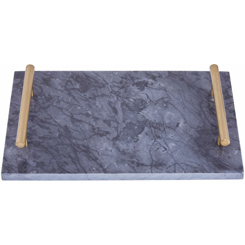 Premier Housewares - Black Marble Tray with Gold Effect Handles