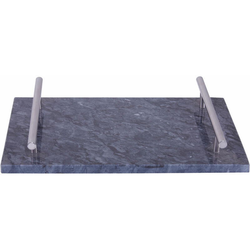 Black Marble Tray with Silver Handles - Premier Housewares