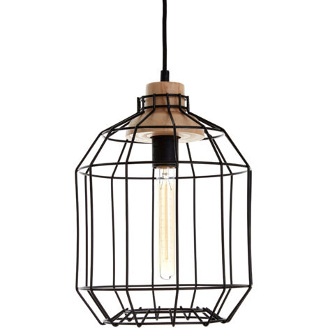 Premier Housewares Black Metal Wire Pendant Light Modern Elegant Ceiling Light Chandelier 25 x 25 x 120