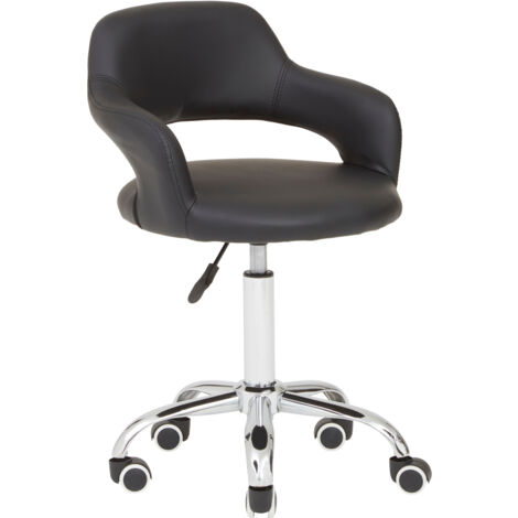 Premier Housewares Black PU Home Office Chair with Curved Back