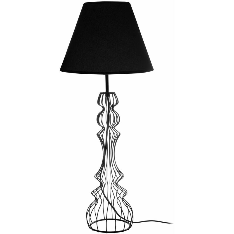Premier Housewares - Black Table Lamp With Base Made From Metal Wire /Tapered Shape/ Fashionable Decor Piece For Reading / Office / Bedroom Lamps 28