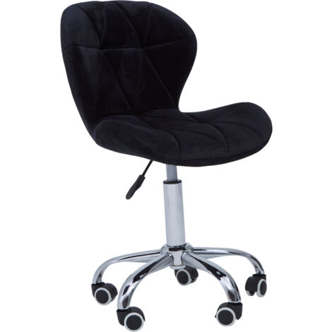 Premier Housewares Black Velvet Quilted Home Office Chair