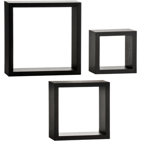 Premier Housewares Black Wall Cubes - Set of 3