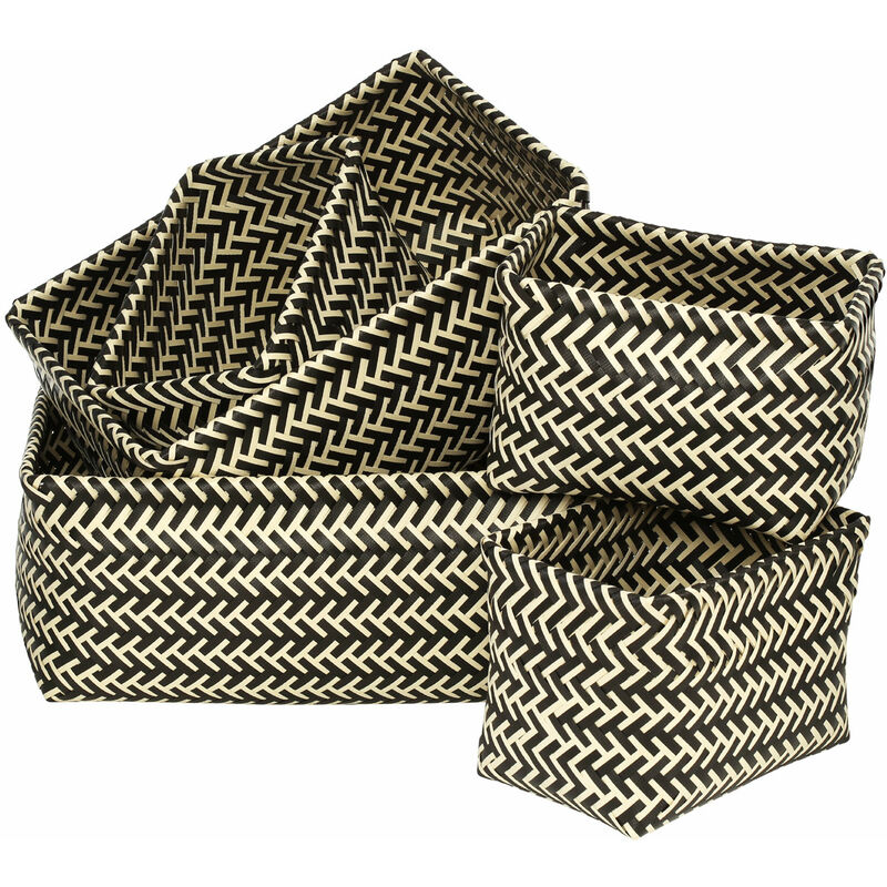 Premier Housewares - Black/White Woven Storage Baskets