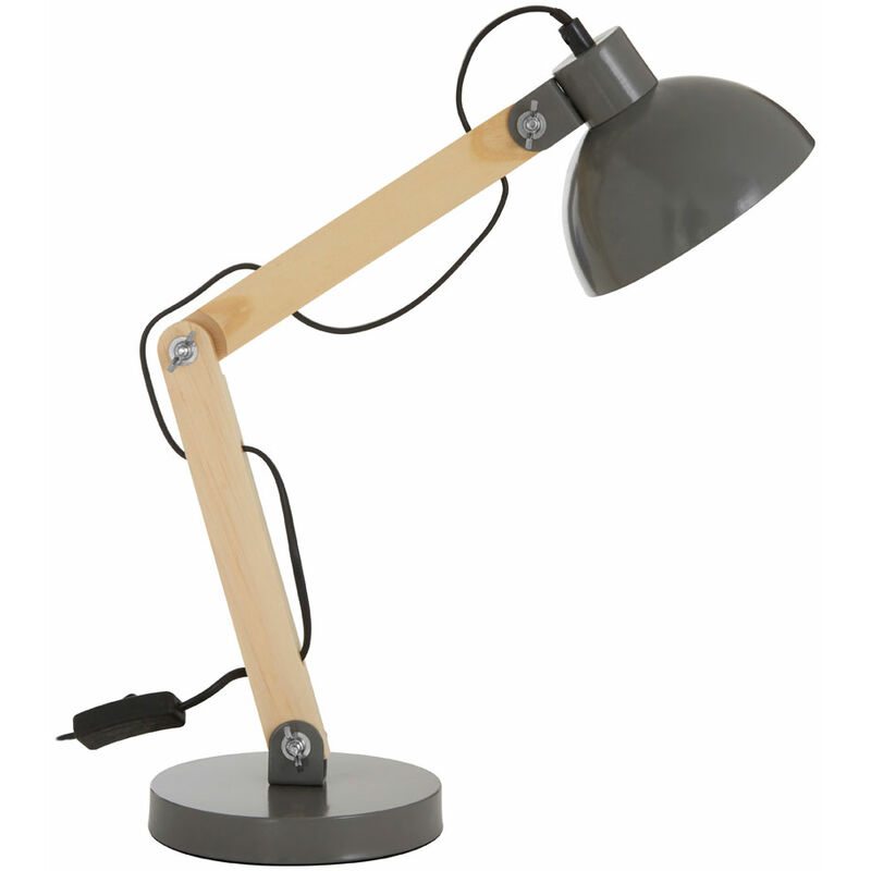 Premier Housewares - Blake Grey Wood / Metal Table Lamp