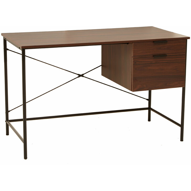 Bradbury Dark Walnut Veneer Desk with Drawers - Premier Housewares