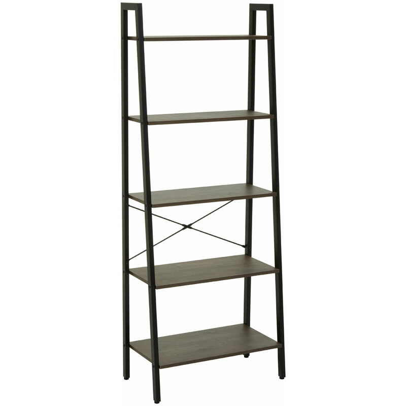 Premier Housewares Bradbury Five Tier Dark Oak Veneer Ladder Shelf Unit