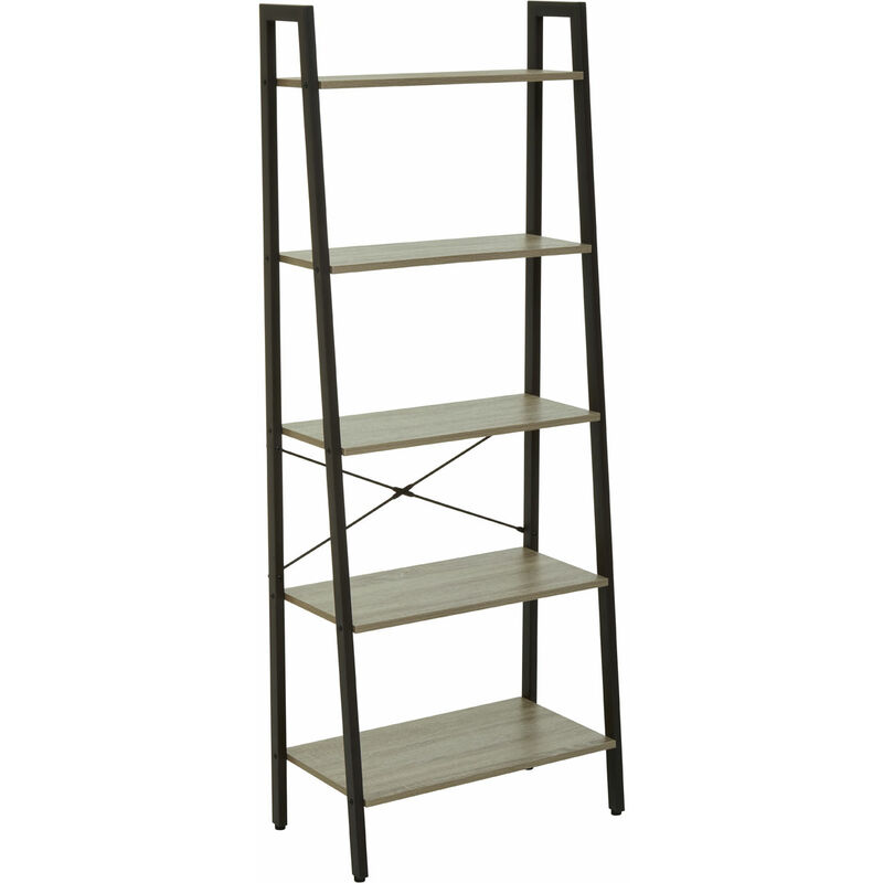 Premier Housewares Bradbury Five Tier Grey Oak Veneer Ladder Shelf Unit