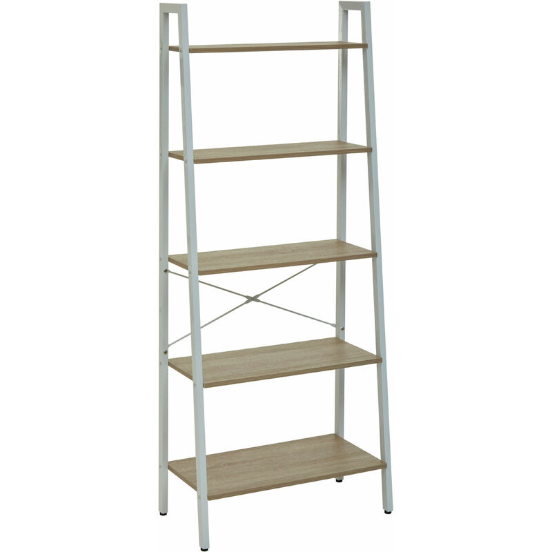 Premier Housewares Bradbury Five Tier Natural Oak Veneer Ladder Shelf Unit