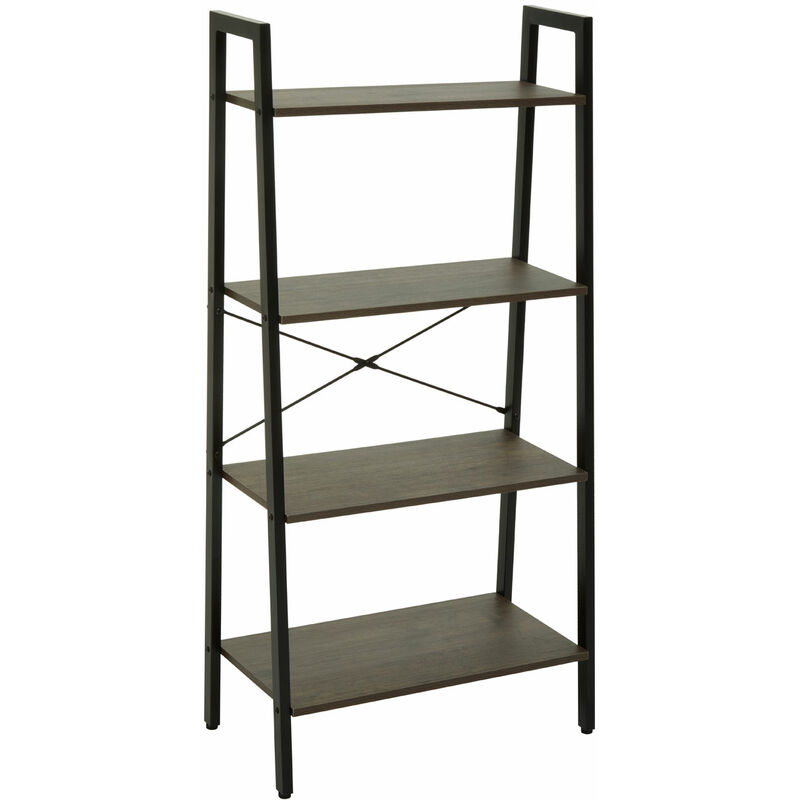 Premier Housewares Bradbury Four Tier Dark Oak Veneer Ladder Shelf Unit