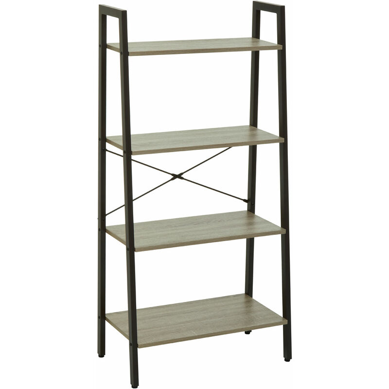 Premier Housewares Bradbury Four Tier Grey Oak Veneer Ladder Shelf Unit