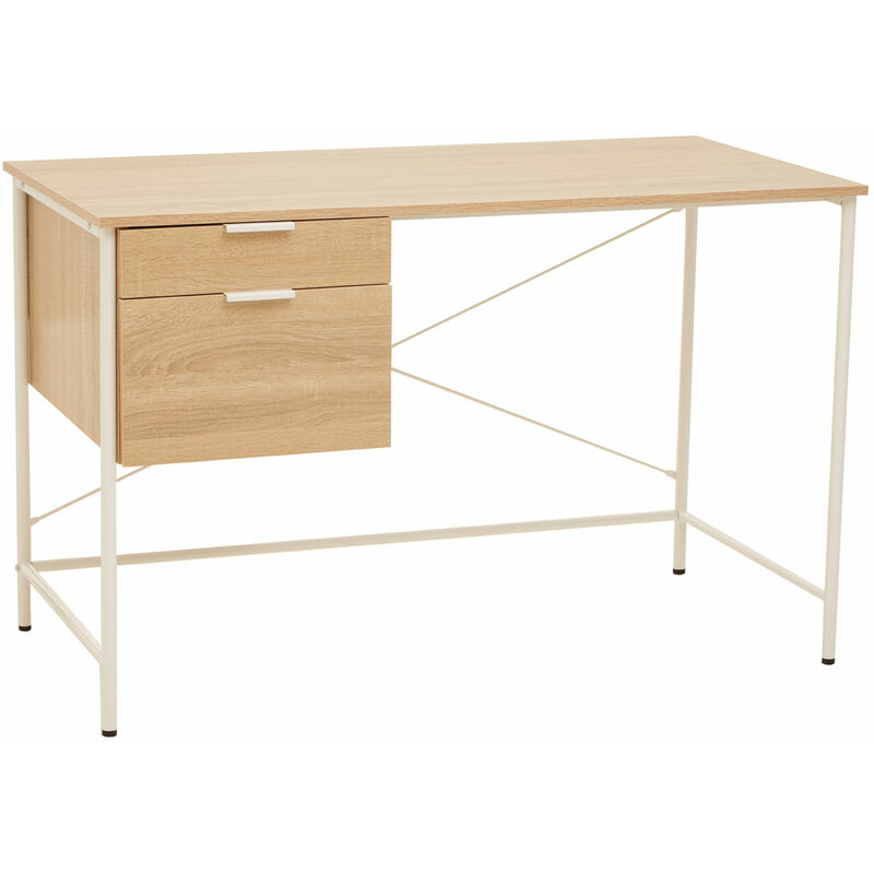 Bradbury Natural Oak Veneer Desk with Drawers - Premier Housewares