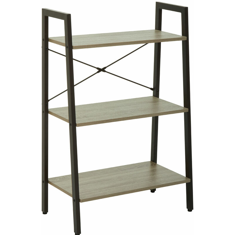 Premier Housewares Bradbury Three Tier Grey Oak Veneer Ladder Shelf Unit