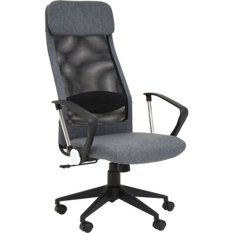 Premier Housewares Brent Black Mesh And Grey Fabric Home Office Chair