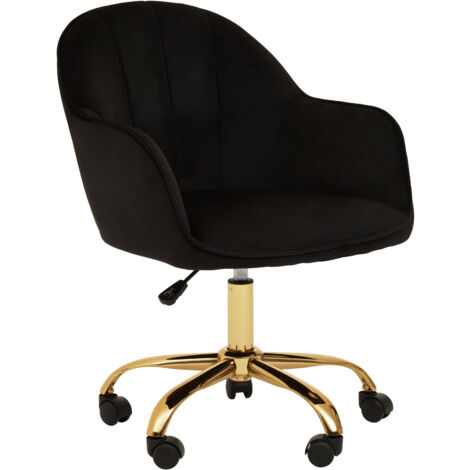 Premier Housewares Brent Black Velvet And Gold Base Home Office Chair