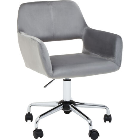Premier Housewares Brent Grey Velvet And Chrome Base Home Office Chair