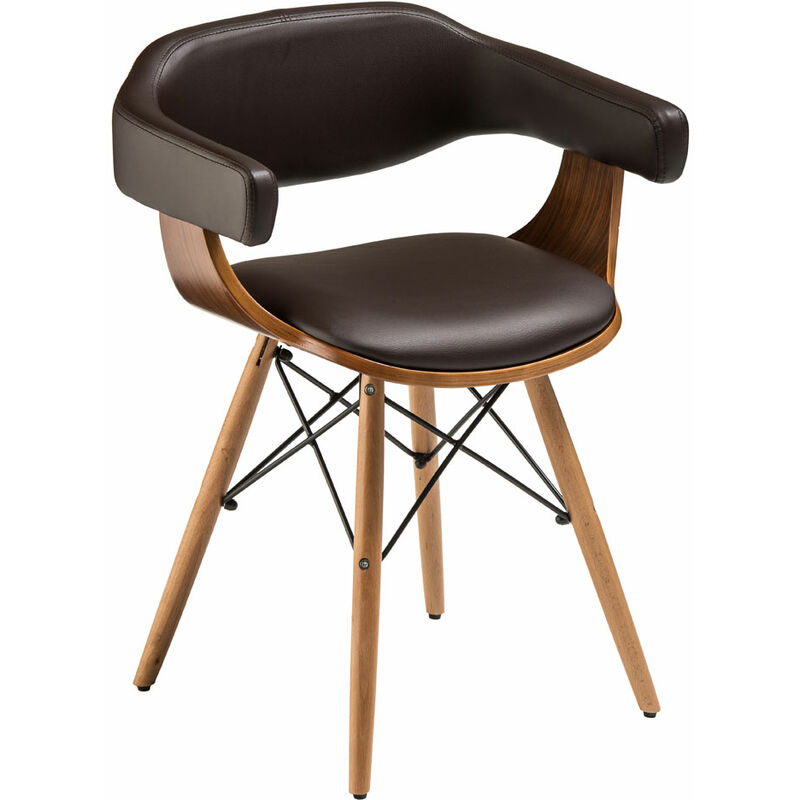 Brown Leather Effect Beech Wood Legs Chair - Premier Housewares